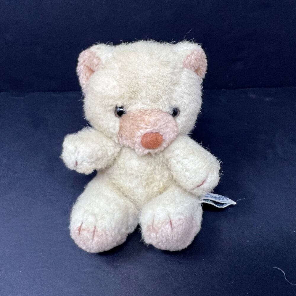Russ Tuff Teddy 5.5" Mini Beige Bear Plush Vintage Lovey Caress Soft Pets‎